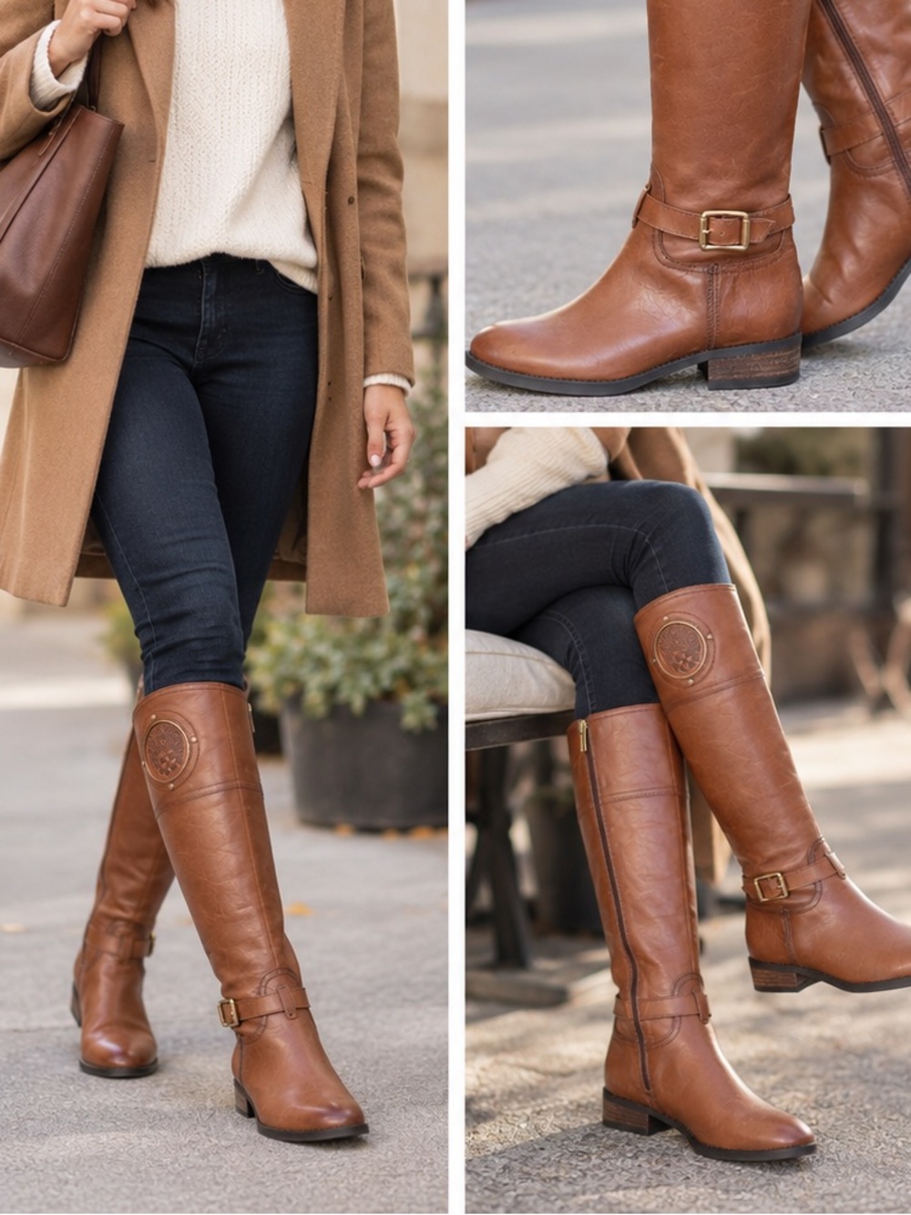 Vince Camuto Phillie Tall Riding Boots Women’s Size 7M / EU 37 Rich Cognac Brown